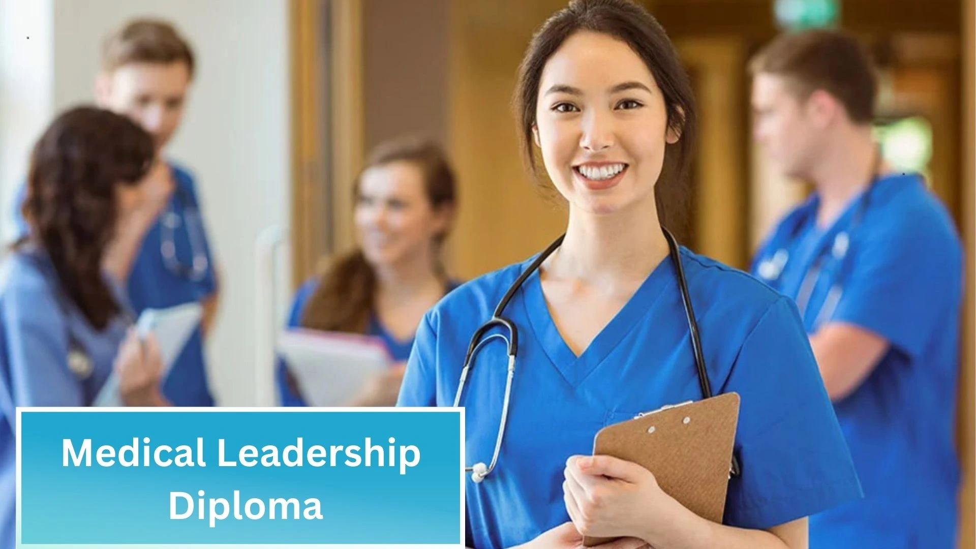 Image depicting a diverse group of medical professionals engaging in a collaborative discussion, representing the importance of strong medical leadership in healthcare.